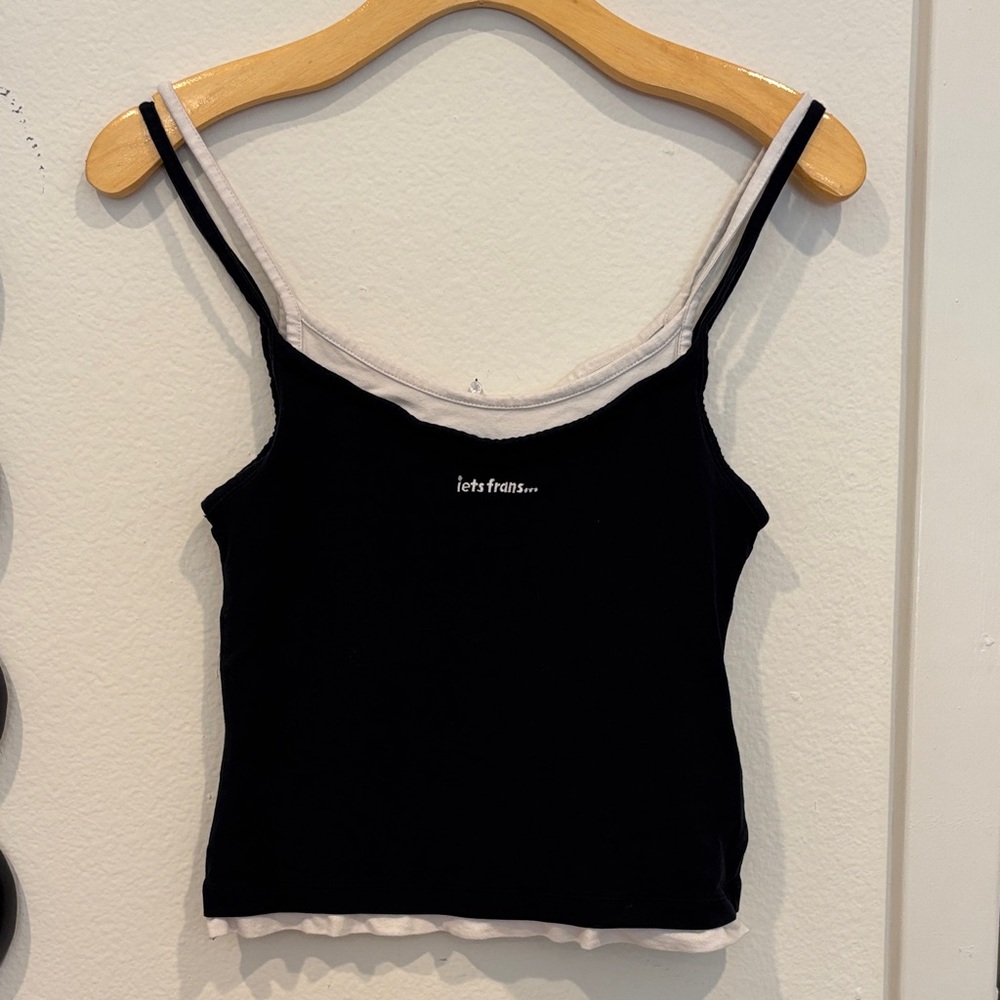 Let's Fun Black and White Camisole Top